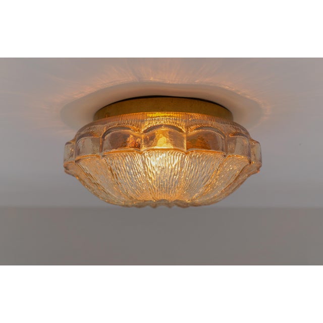 Mid-Century Modern Amber Bubble Glass Flush Mount Lamp, 1960s For Sale - Image 9 of 10