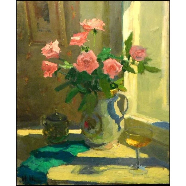 "Pink Rose in a Morning" Igor Nevsky Original Expressionist Oil Painting on Canvas For Sale In Denver - Image 6 of 6