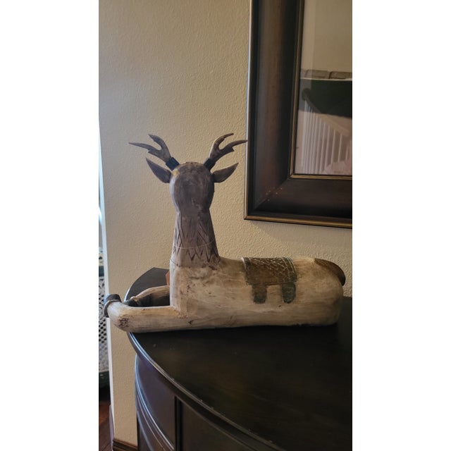 Large hand Carved, and hand painted numbered folk art sculpture, made of wood with an original tag indicating export...