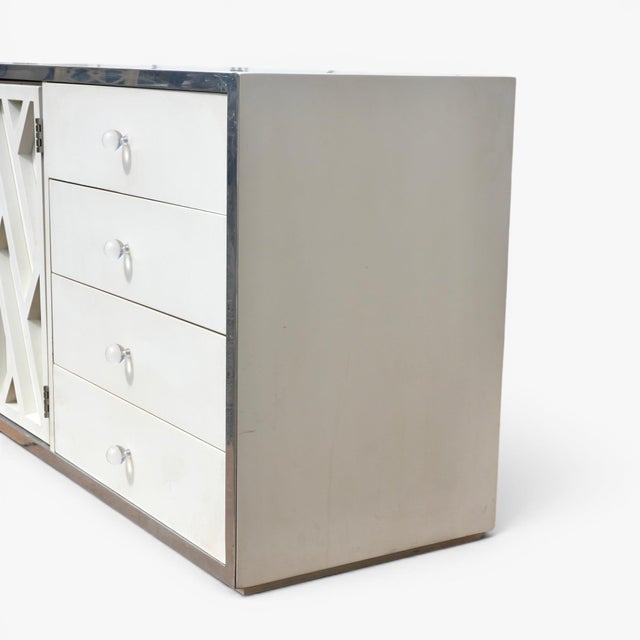 Metal Vintage Milo Baughman Style Dresser With Mirror For Sale - Image 7 of 8
