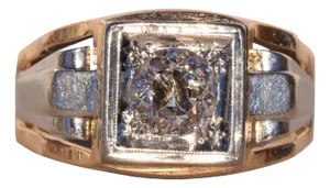 The Boxborough: Antique Ring with Natural Diamond with Rare Butterfly Shaped Inclusion