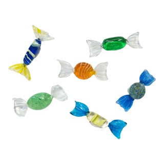 Vintage Murano Blown Glass Wrap Candies, Set of 6 For Sale