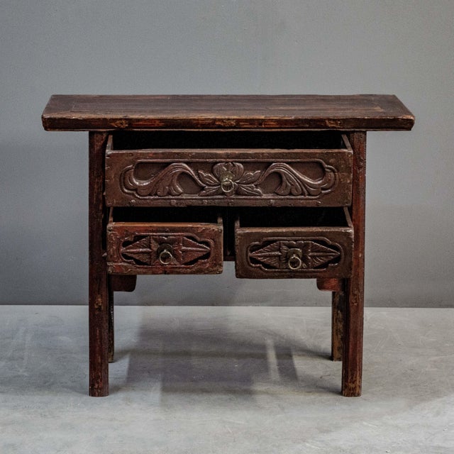 Chinese Antique Chinese Early 1900s Old Red Lacquer Altar Table For Sale - Image 3 of 12