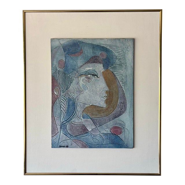 Vintage Jean-Claude Gaugy Signed Oil on Board Portrait 1987 Framed French Modern For Sale