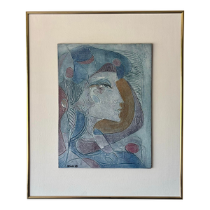 Vintage Jean-Claude Gaugy Signed Oil on Board Portrait 1987 Framed French Modern