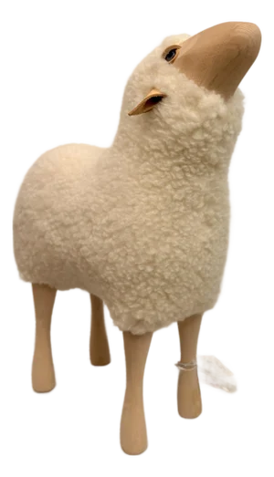 Lalanne-Style European Sheep Sculpture in Wood and Wool, Germany