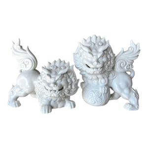 Mid 20th-Century Blanc-De-Chine-Style Porcelain Foo Dogs – A Pair, Japan