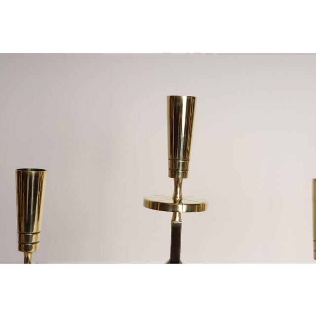Metal Pair of Vintage Brass Candelabra by Tommi Parzinger for Dorlyn Silversmiths For Sale - Image 7 of 16