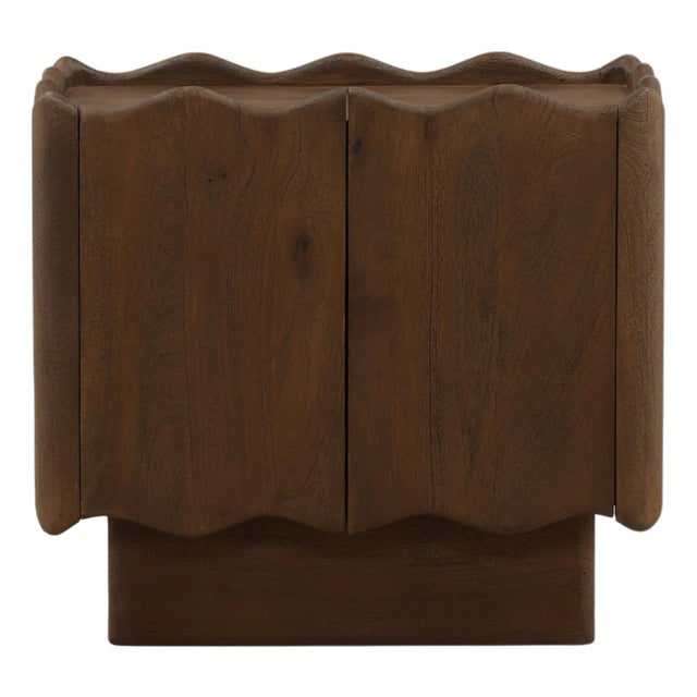 Modern Wave Edge Carved Nightstand For Sale