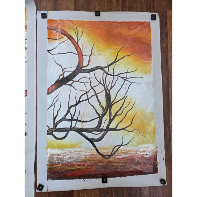 Contemporary Tree of Life Hand Painted Triptych on Canvas For Sale In Tampa - Image 6 of 9