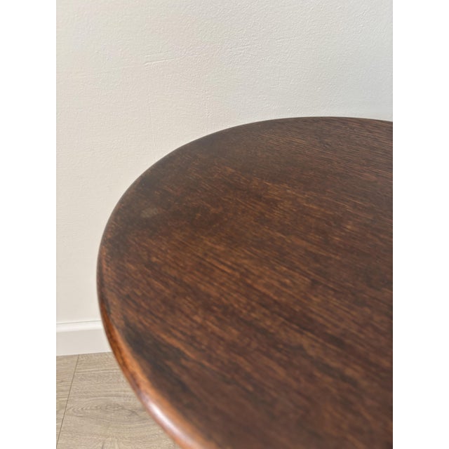 Small Vintage Round Woode Side Table with Turned Legs, 1950s For Sale - Image 6 of 9