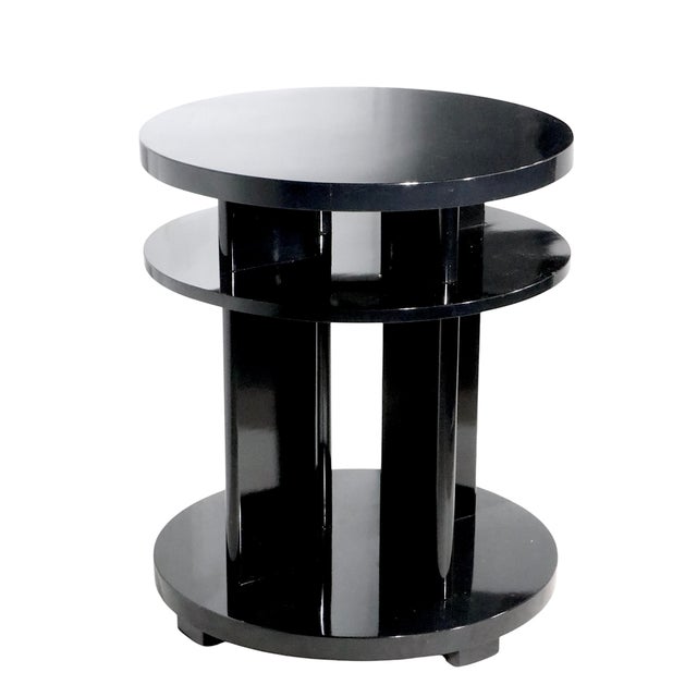 Art Deco Side Table Att. To Brown Saltman in Black Lacquer Finish For Sale - Image 9 of 10