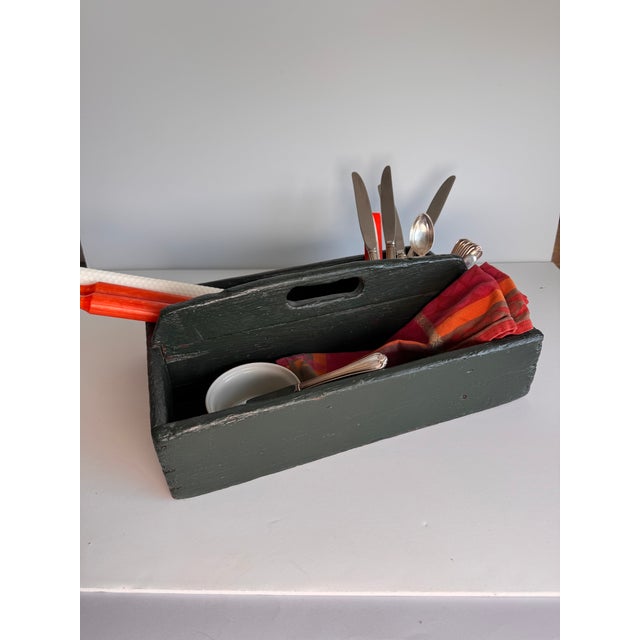 Mid 19th Century English Green Painted Cutlery Tray For Sale - Image 4 of 6