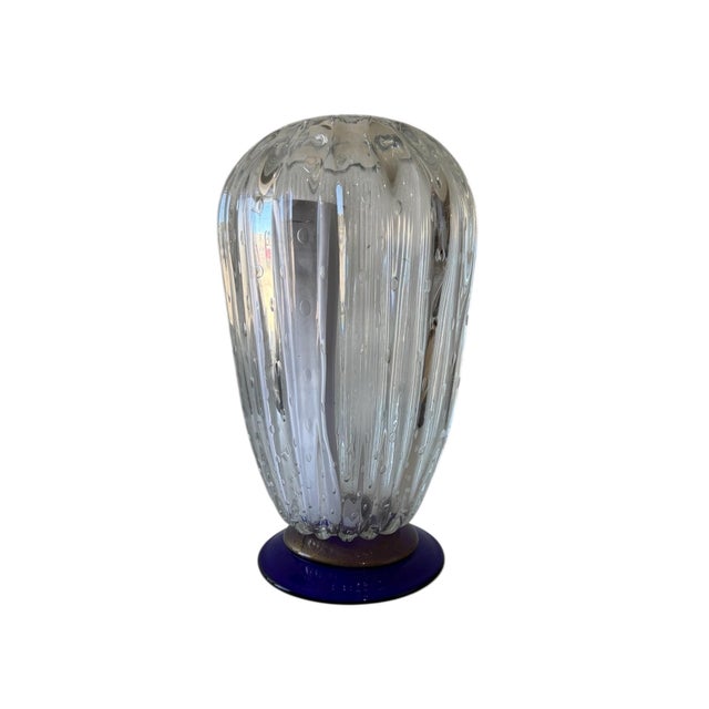 Abstract Livio Seguso, Seguso Murano Italian Art Glass Cobalt Gold Aventurine Footed Vase Sculpture For Sale - Image 3 of 18