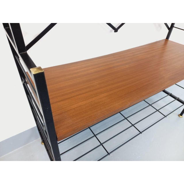 Vintage Italian Teak and Metal Bookcase, 1960s For Sale - Image 9 of 15