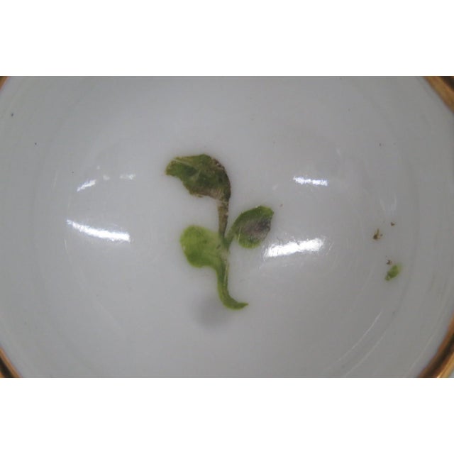 Small Ceramic Bowl Miniature Vessel Hand Painted Floral Motif Gold Trim 5117b For Sale In Miami - Image 6 of 11