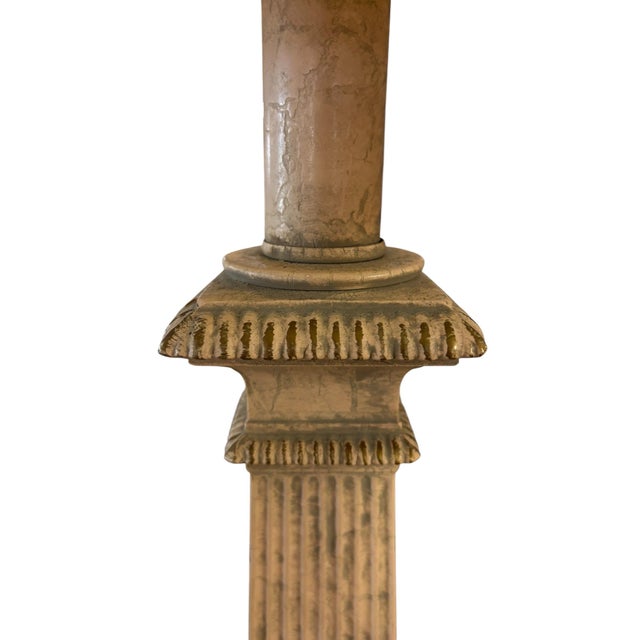 Traditional 1980s Neo Classical Revival Heavy Columnar Desk Lamp With Shade For Sale - Image 3 of 4