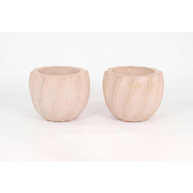 Karl Springer Style Ribbed Planter, C. 1980s, Pair For Sale In Chicago - Image 6 of 8