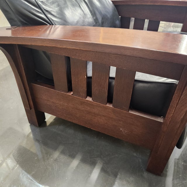 Brown Stickley Mission Style Bow Arm Manual Reclining Chair Recliner /Second Chair For Sale - Image 8 of 11