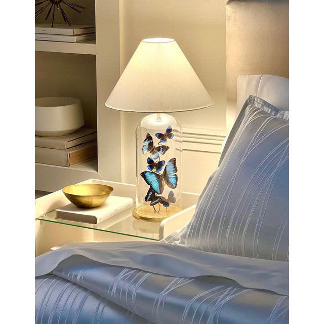 Blue Butterfly Cloche Lamp For Sale - Image 4 of 7