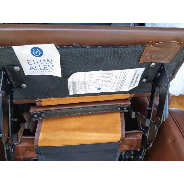 Coffee Vintage Ethan Allen Cromwell Tufted Genuine Leather Recliner For Sale - Image 8 of 12