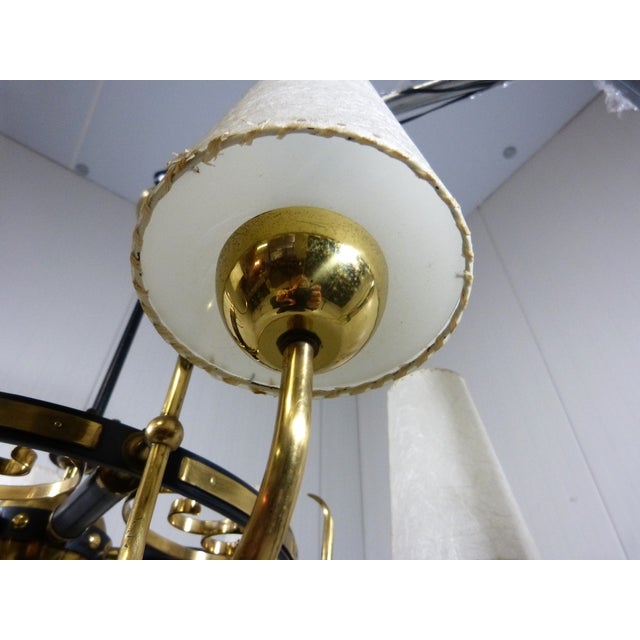 Black Large Brass Chandelier, Finland, 1950s For Sale - Image 8 of 18