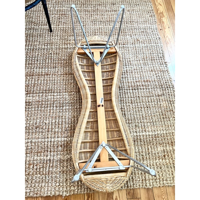 1990s Vintage Ikea Rattan Peanut Stool Bench For Sale - Image 11 of 11