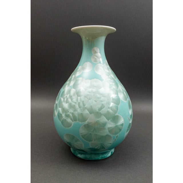 Mid 20th Century John Richard Powder Blue Mother of Pearl Porcelain Vase 11 3/8" For Sale - Image 5 of 8