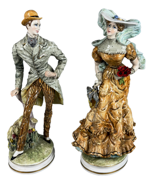 Vintage 20th Century Lady Knight Figures in Porcelain from Liani, Italy, Set of 2