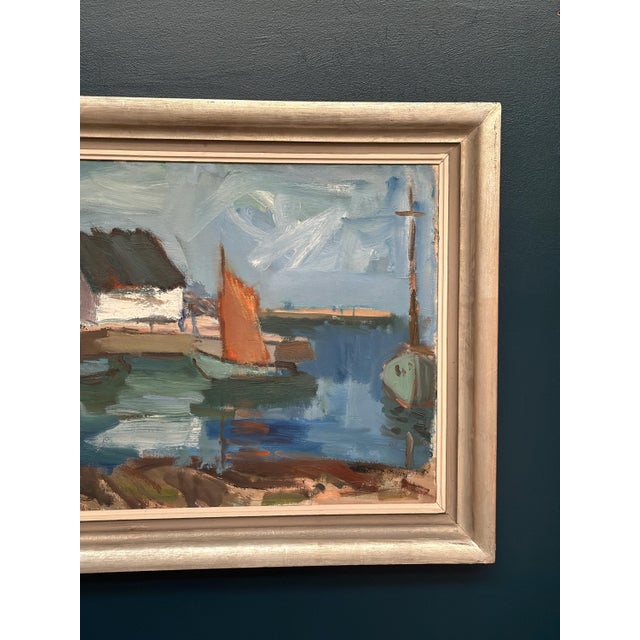 1960s Gösta Ekdahl, Boat Harbour, 1963, Oil on Canvas, Framed For Sale - Image 5 of 13