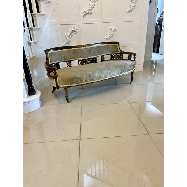 Superb quality antique Victorian rosewood inlaid settee having a superb quality serpentine shape rosewood inlaid back,...