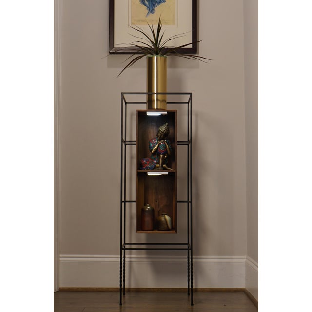 Not Yet Made - Made To Order Freestanding Display Cabinet With Lights, Solid Walnut Tall Cabinet, Narrow Bookcase Display For Sale - Image 5 of 9