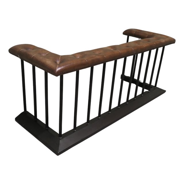 Wrought Iron and Leather Club Fender For Sale