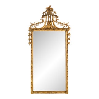 Fine Chinese Chippendale Pagoda Carved Giltwood Wall Mirror, English C. 1775 For Sale