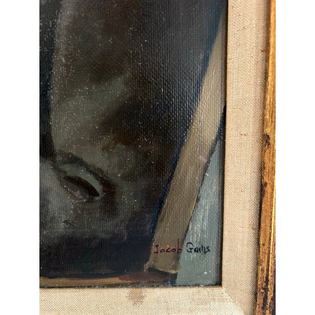 Paint Mid Century Oil Painting Portrait of a Man by Jacob Gains For Sale - Image 7 of 8