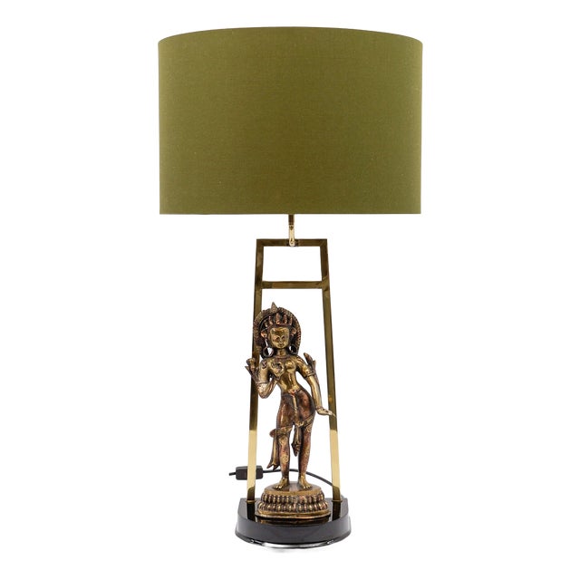 Vintage Tara Buddha Statue Table Lamp, 1960s For Sale
