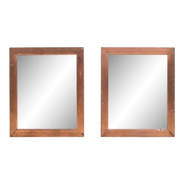 Pair of Handmade Copper Framed Mirrors For Sale