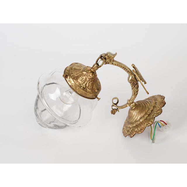 1950s Spanish Empire Cast Brass Dragon Sconces With Cut-Glass Acorn Shades - Set of 4 For Sale - Image 4 of 12
