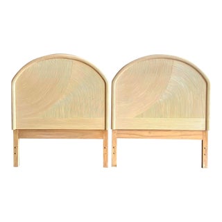 Vintage Coastal High Back Pencil Reed Twin Headboards For Sale