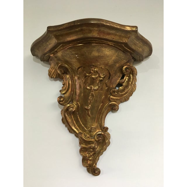 Mid 19th Century Pair of 19th Century Italian Rococo Giltwood Wall Shelves With Original Gold Leaf For Sale - Image 5 of 12