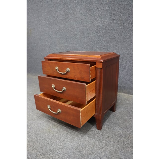 Late 20th Century Ethan Allen Maison Collection Solid Cherry 3-Drawer Nightstand For Sale - Image 5 of 10