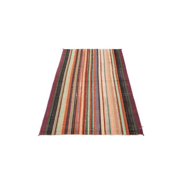 Mid-Century Modern Vintage Striped Decorative Rug - 3`0″ X 5`3″ For Sale - Image 3 of 6