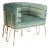 Showroom Sample Alexa Gold Barrel Chair in Green and Gold For Sale
