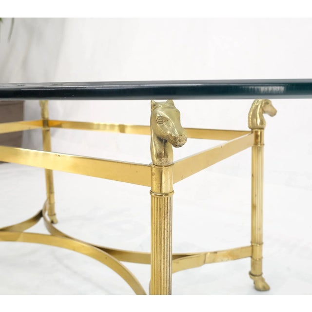 Horse Head Hoof Feet Brass Base Oval Glass Top Italian Coffee Center Table For Sale - Image 10 of 13