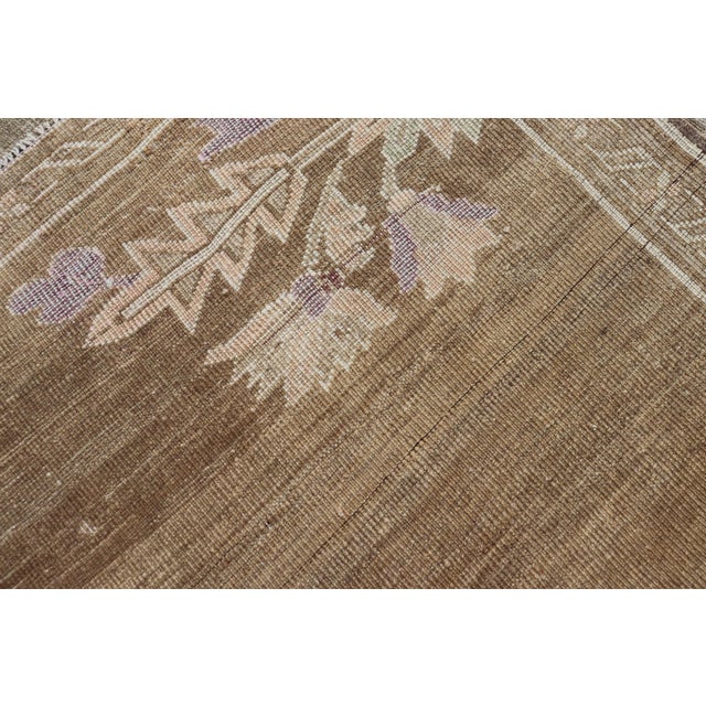 Turkish Vintage Kars Rug in Brown Background With Gray and Hints of Green For Sale - Image 14 of 14