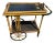 Early 20th Century Asian Style Bamboo Yellow Rolling Tea Bar Cart For Sale