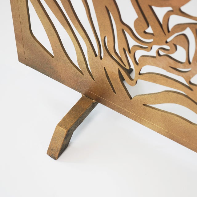 Contemporary Aged Gold Marmol Fireplace Screen Iron For Sale - Image 3 of 5