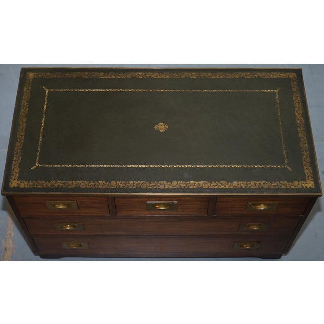 Reprodux Campaign Chest of Drawers with Leather Top by Bevan Funnell For Sale - Image 4 of 18