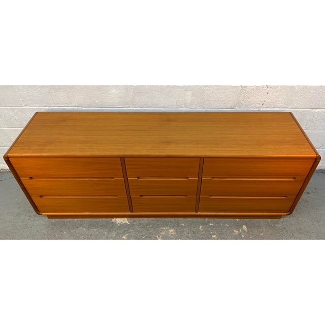 Mid-Century Modern Mid 20th Century Danish Modern Teak Nine-Drawer Lowboy Dresser by Sun Cabinet Co LTD For Sale - Image 3 of 17