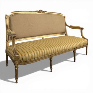Napoleon III Louis XVI Style Sofa in Gilded Wood For Sale